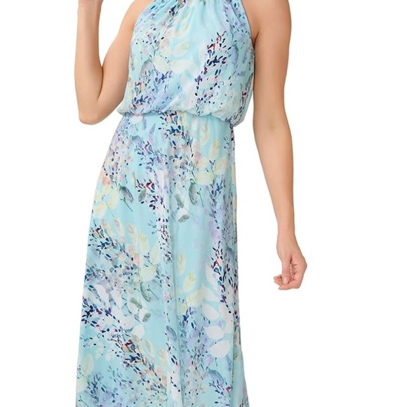 Adrianna Papell Floral Mock Neck
Midi Dress, Light Blue Multi, Size: 2 - Picture 5 of 15